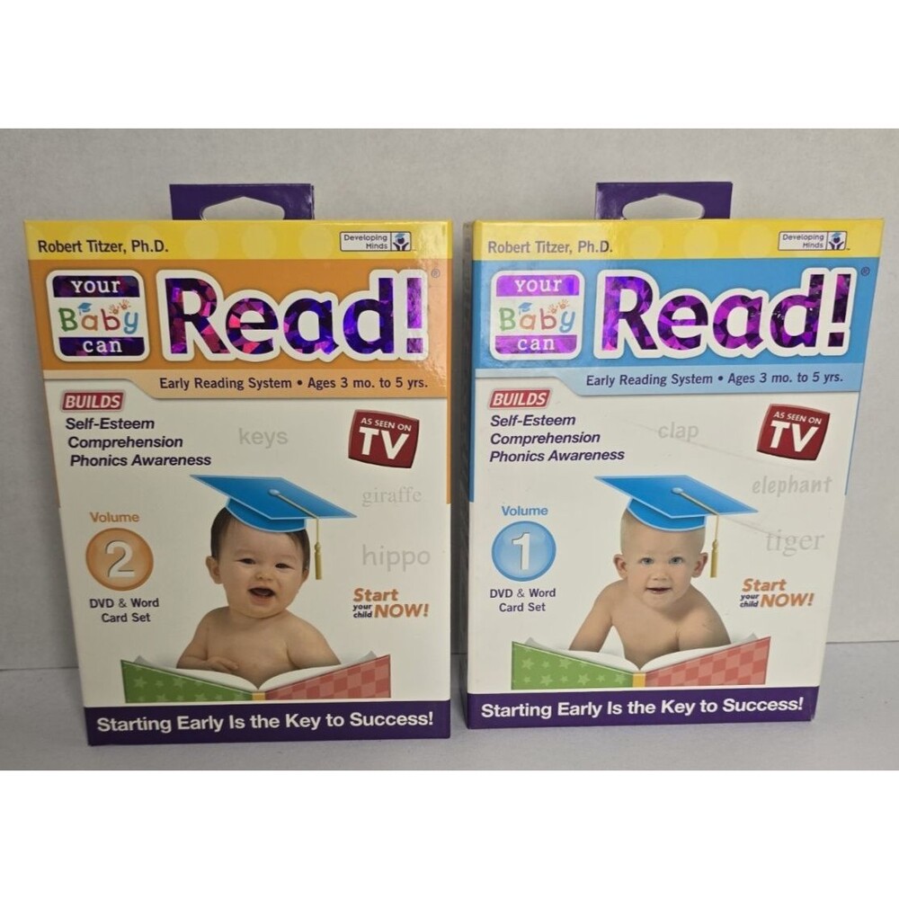 Your Baby Can Read DVD and WOrd Card Set Volume 1 and 2 Early Reading System NEW